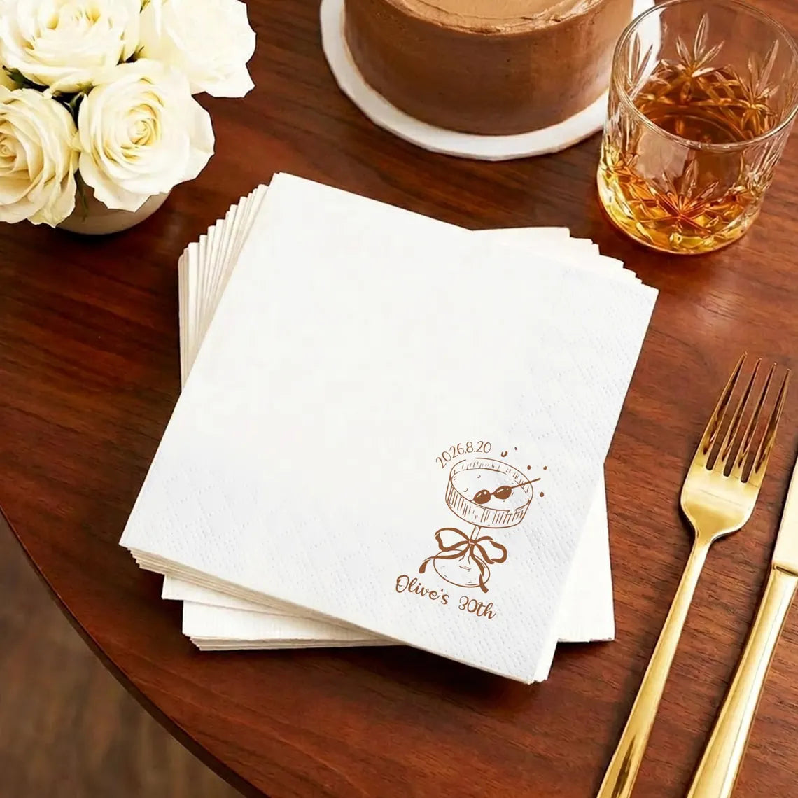 Personalized Birthday Napkins with Name | Cocktail Party Decor