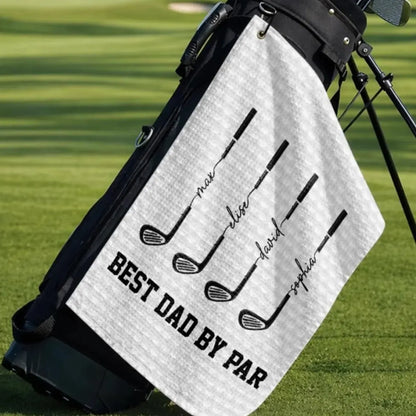 Personalized Best Dad By Par Golf Towel Custom Golf Gift