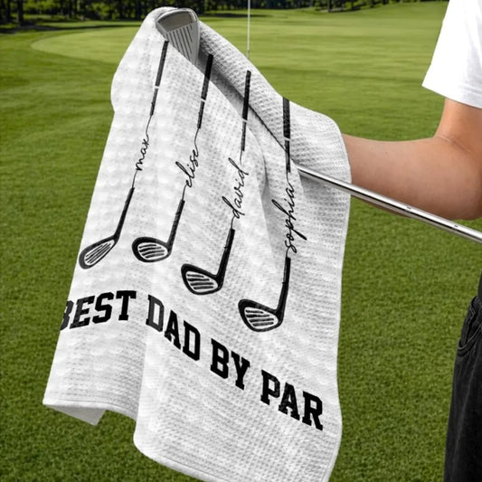 Personalized Best Dad By Par Golf Towel Custom Golf Gift