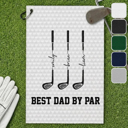 Personalized Best Dad By Par Golf Towel Custom Golf Gift