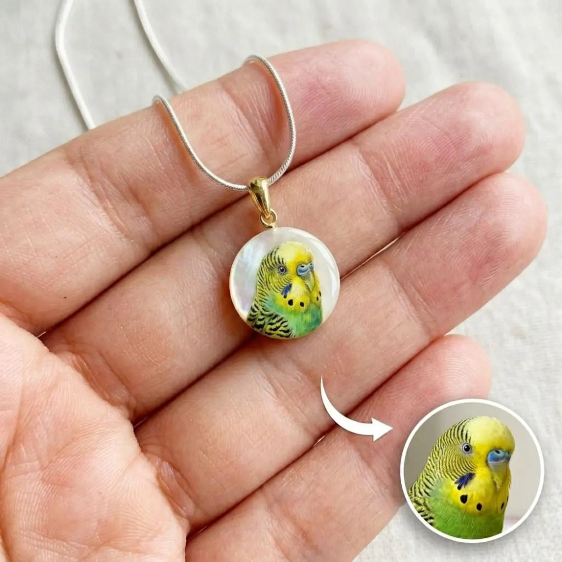 Custom Pet Portrait Pearl Necklace | Photo Print Jewelry