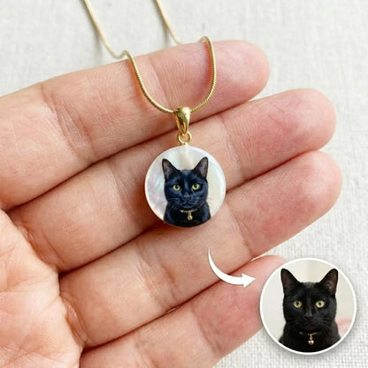 Custom Pet Portrait Pearl Necklace | Photo Print Jewelry