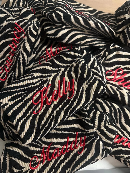 Custom Zebra Makeup Bag | Personalized Embroidered Pouch
