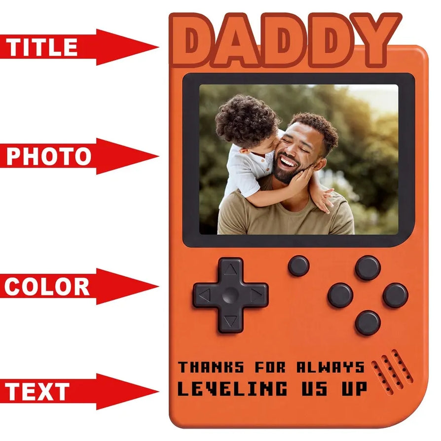 Personalized Gamer Dad Wooden Block Photo Console Gift