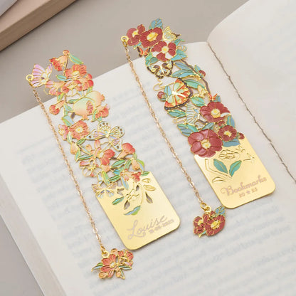 Personalized Birth Flower Butterfly Metal Bookmark | Custom Name Initial Date