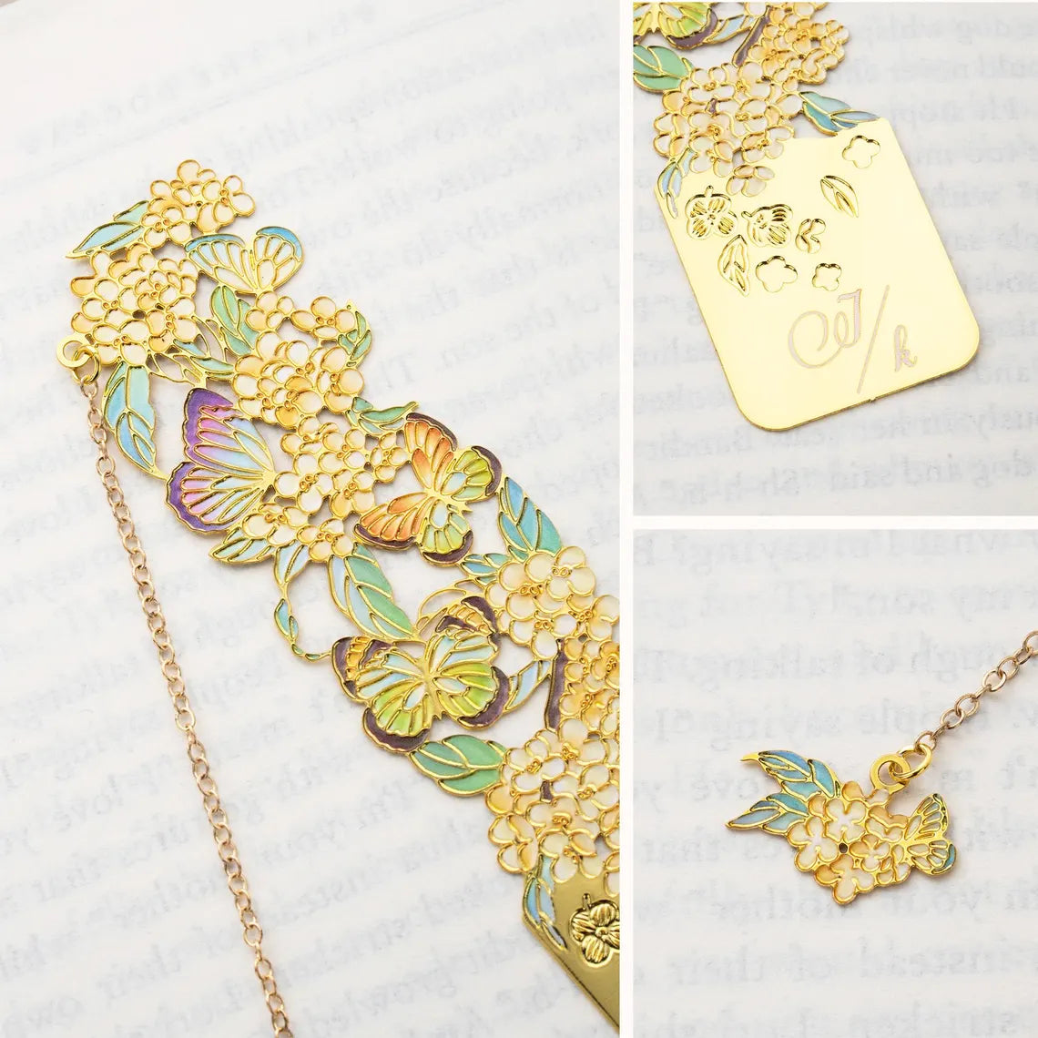 Personalized Birth Flower Butterfly Metal Bookmark | Custom Name Initial Date