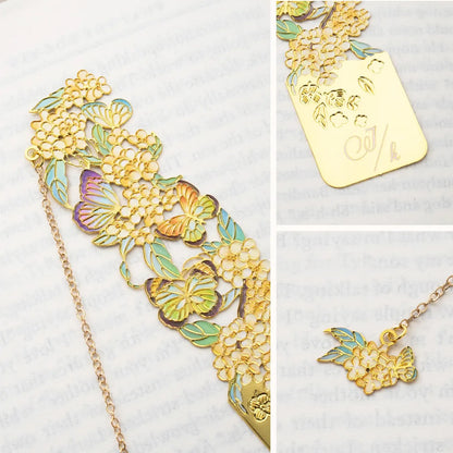 Personalized Birth Flower Butterfly Metal Bookmark | Custom Name Initial Date