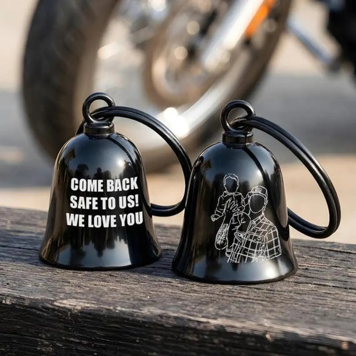 Personalized Photo Guardian Bell | Motorcycle Gift for Dad