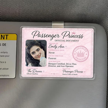 Custom Passenger Princess Visor Clip Photo Gift for Her Car