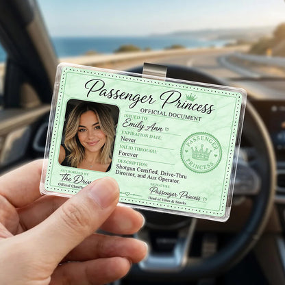 Custom Passenger Princess Visor Clip Photo Gift for Her Car