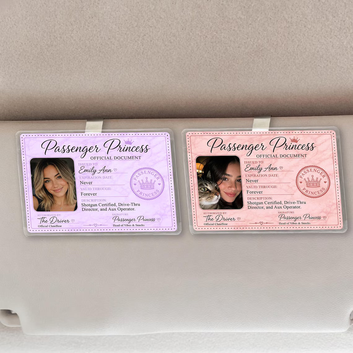 Custom Passenger Princess Visor Clip Photo Gift for Her Car