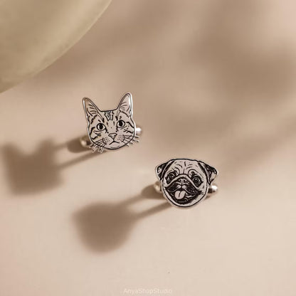 Custom Pet Portrait Cufflinks | Personalized Dog Cat Jewelry Gift