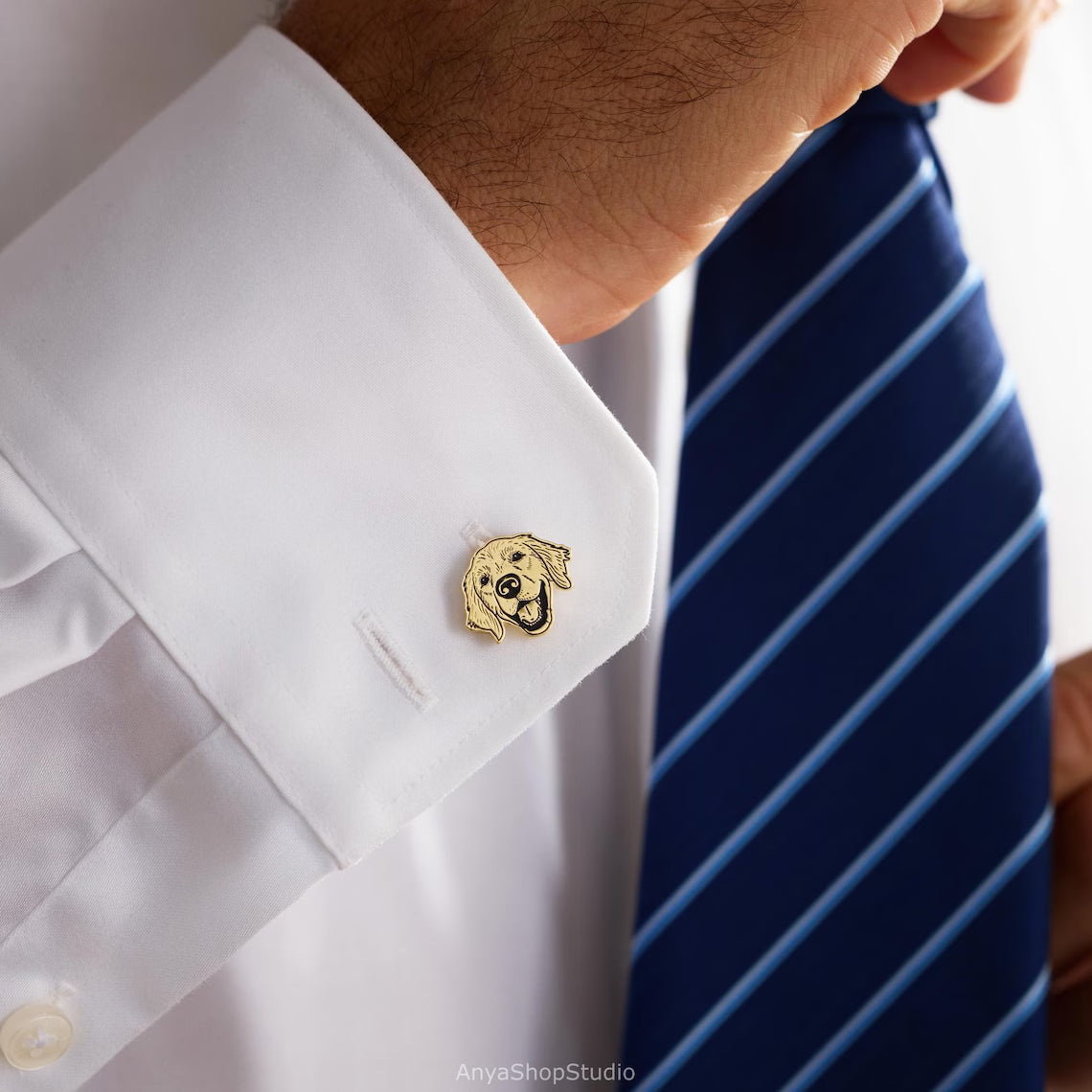 Custom Pet Portrait Cufflinks | Personalized Dog Cat Jewelry Gift