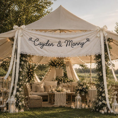 Custom Lace Wedding Welcome Sign | Romantic Ceremony Banner