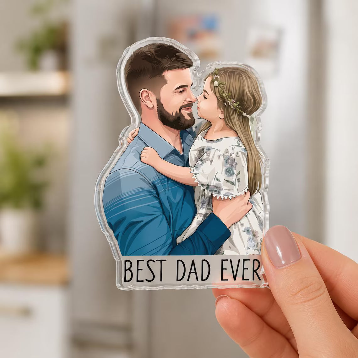 Personalized Dad & Kids Photo Magnet | Custom Father’s Day Gift