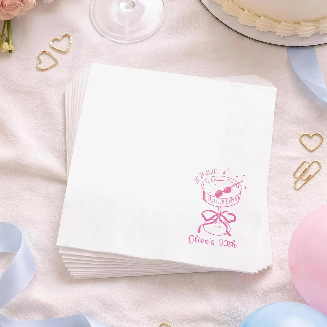Personalized Birthday Napkins with Name | Cocktail Party Decor