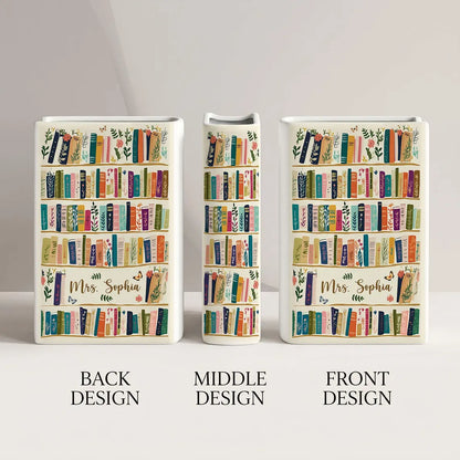 Personalized Book Ceramic Vase – Custom Name Book Lover Gift