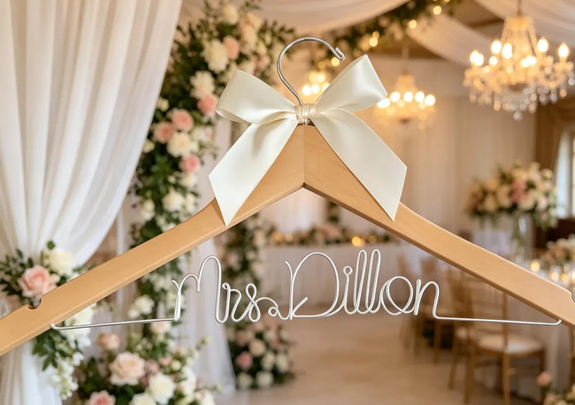Personalized Bridal Hanger | Custom Wedding Dress Hanger with Name & Date