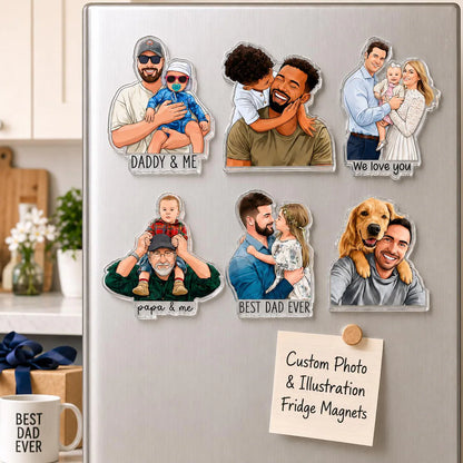 Personalized Dad & Kids Photo Magnet | Custom Father’s Day Gift