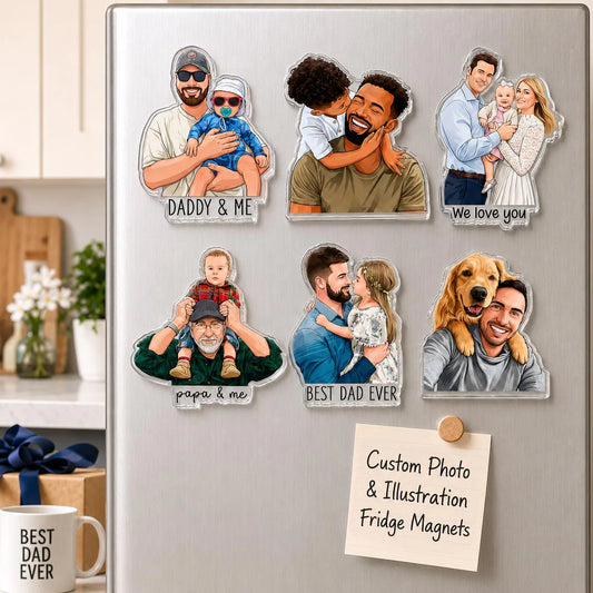 Personalized Dad & Kids Photo Magnet | Custom Father’s Day Gift