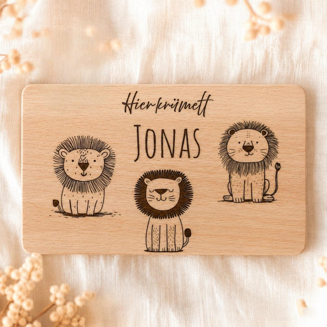 Personalized Wooden Breakfast Board with Name & Animals
