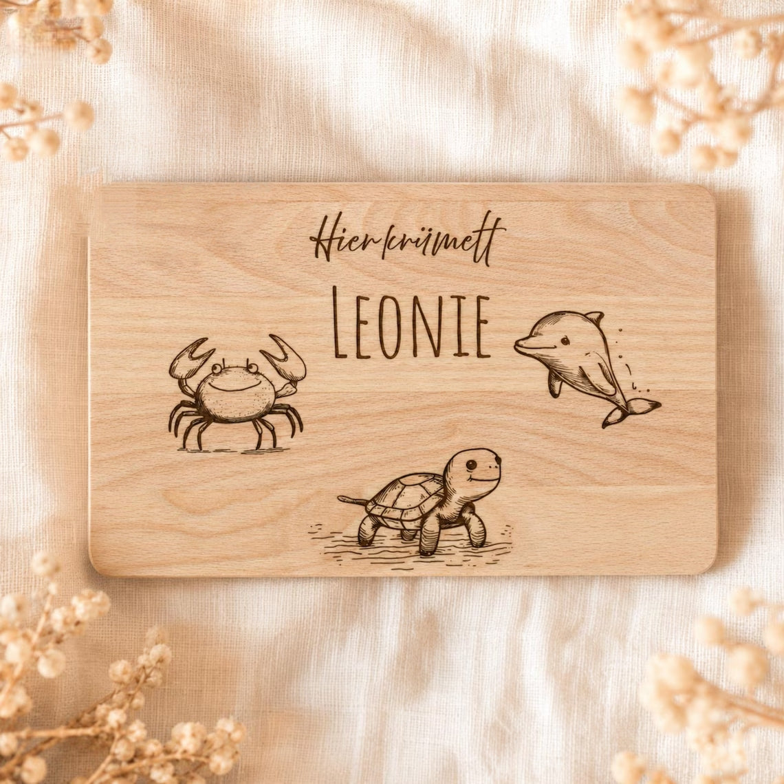 Personalized Wooden Breakfast Board with Name & Animals