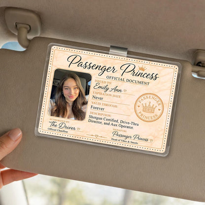 Custom Passenger Princess Visor Clip Photo Gift for Her Car