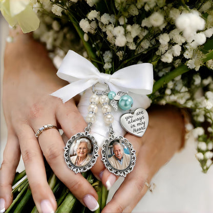 Personalized Wedding Bouquet Photo Charm Engraved Memorial Keepsake
