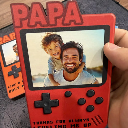 Personalized Gamer Dad Wooden Block Photo Console Gift