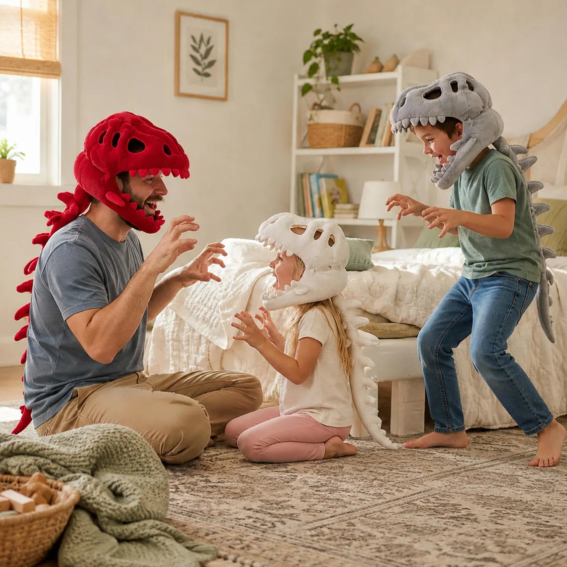Plush Dinosaur Skeleton Costume | Soft Dino Halloween Cosplay Outfit