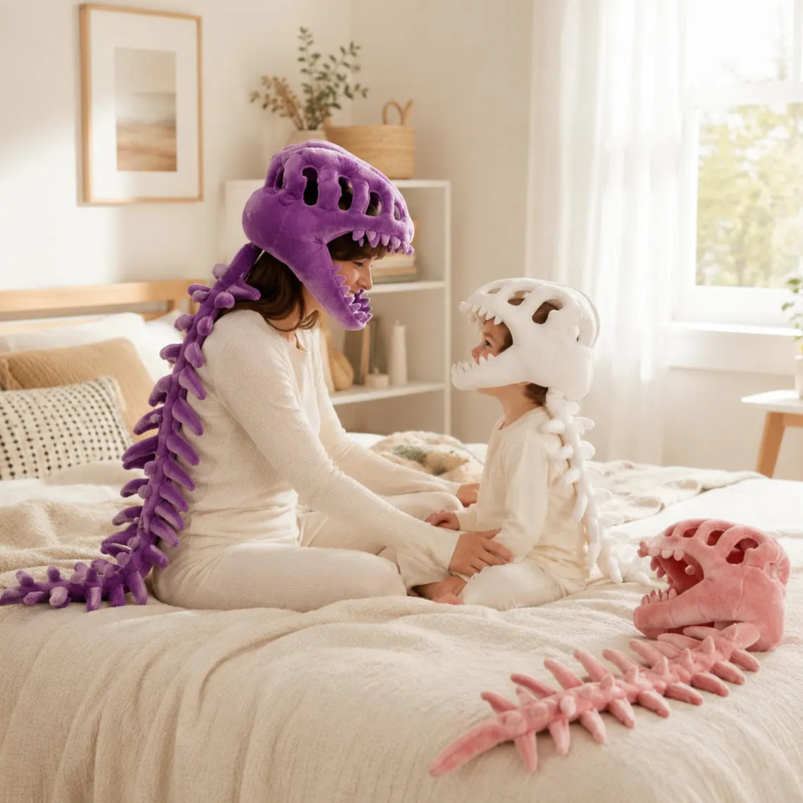 Plush Dinosaur Skeleton Costume | Soft Dino Halloween Cosplay Outfit