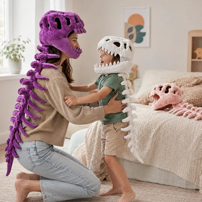 Plush Dinosaur Skeleton Costume | Soft Dino Halloween Cosplay Outfit
