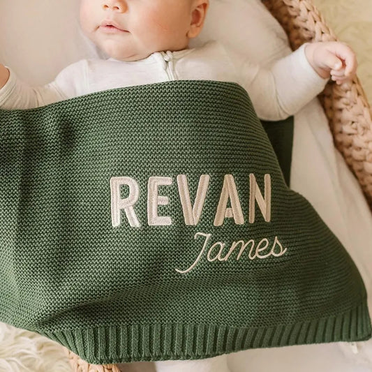 Personalized Baby Blanket | Embroidered Name Cotton Knit Blanket