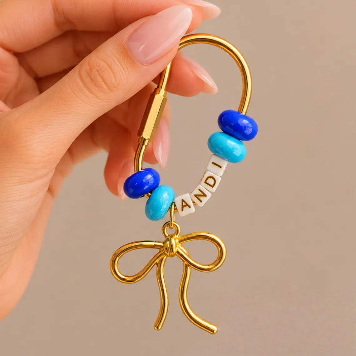 2PCS Personalized Name Keychain Bag Charm Set – Custom Gift