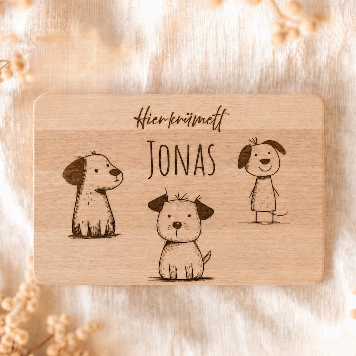Personalized Wooden Breakfast Board with Name & Animals