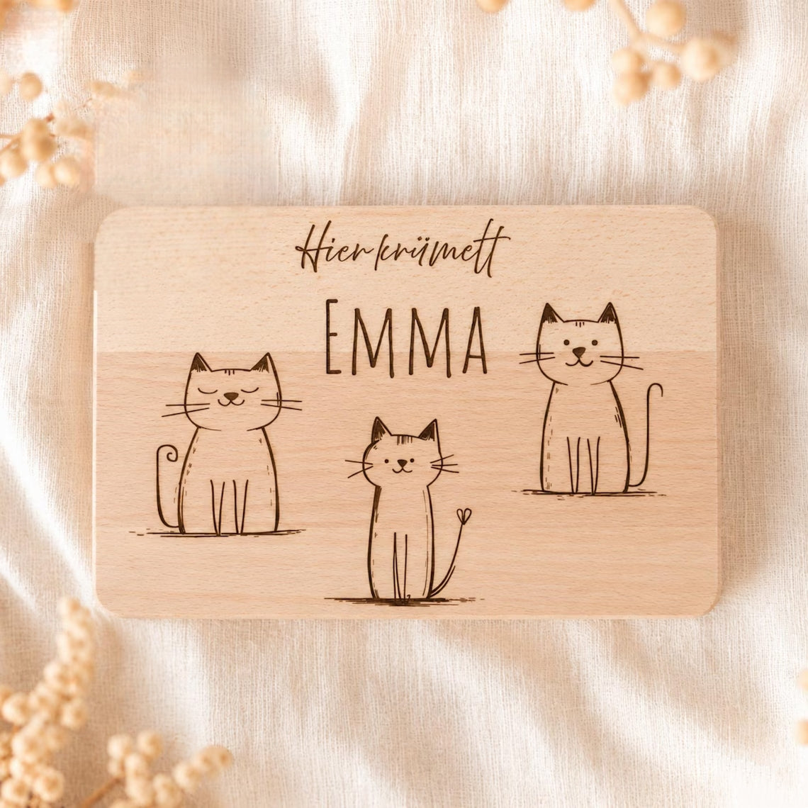 Personalized Wooden Breakfast Board with Name & Animals