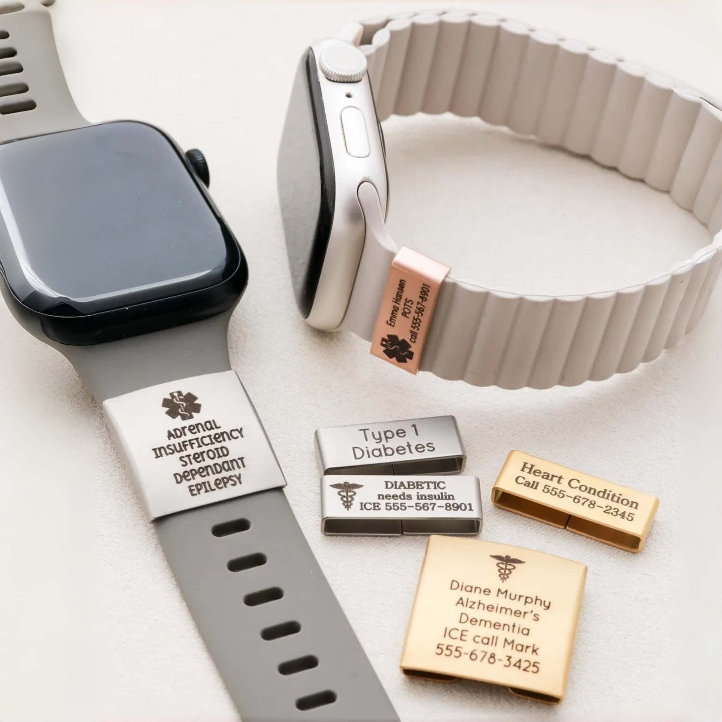Personalized Emergency ID Watch Charm | Engraved Safety ID Tag