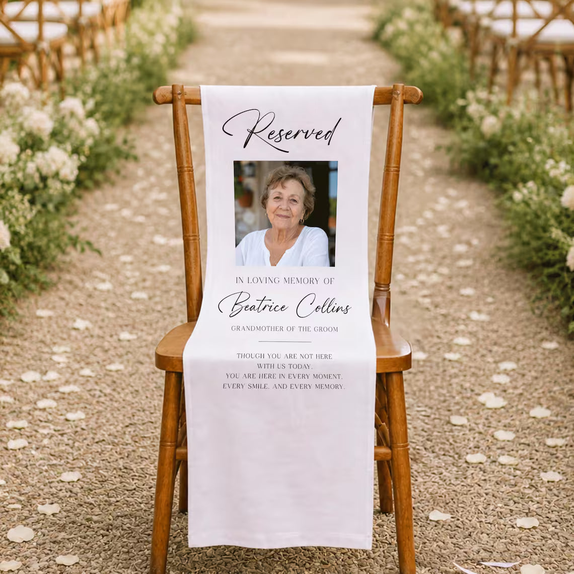 Personalized Wedding Memorial Chair Sign with Photo | In Loving Memory