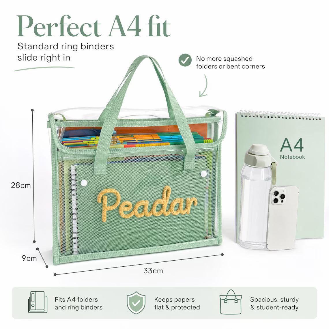Personalized Name Waterproof Expanding File Folder with Handle