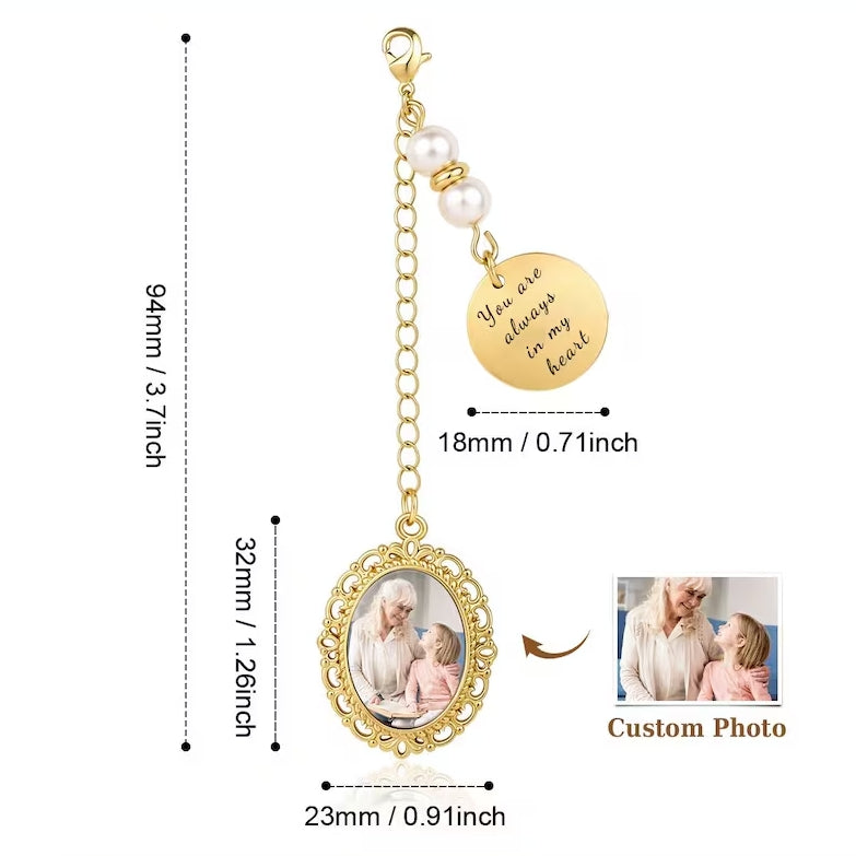 Personalized Wedding Bouquet Photo Charm – Memorial Bridal Keepsake