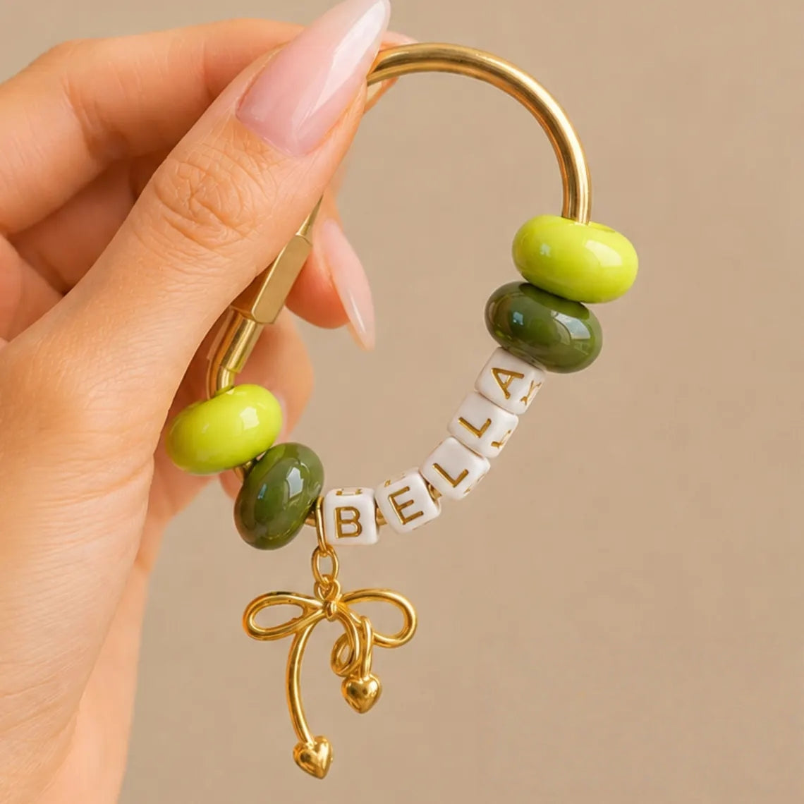 2PCS Personalized Name Keychain Bag Charm Set – Custom Gift