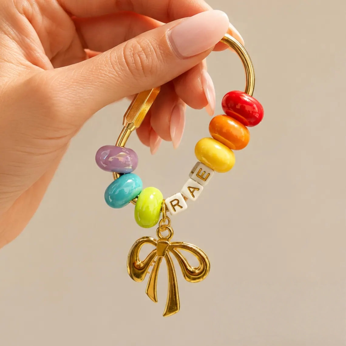 2PCS Personalized Name Keychain Bag Charm Set – Custom Gift