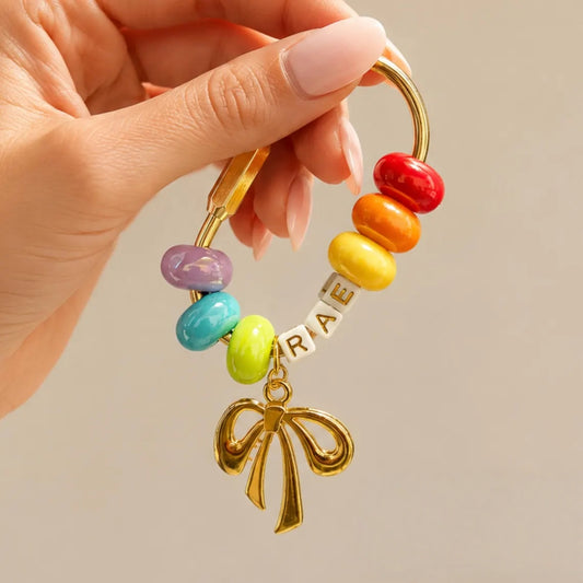 2PCS Personalized Name Keychain Bag Charm Set – Custom Gift