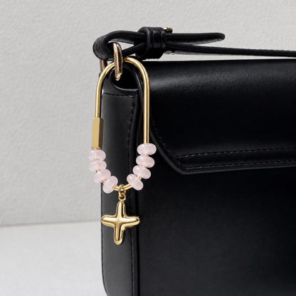 Personalized Natural Stone Initial Bag Charm | Custom Keychain