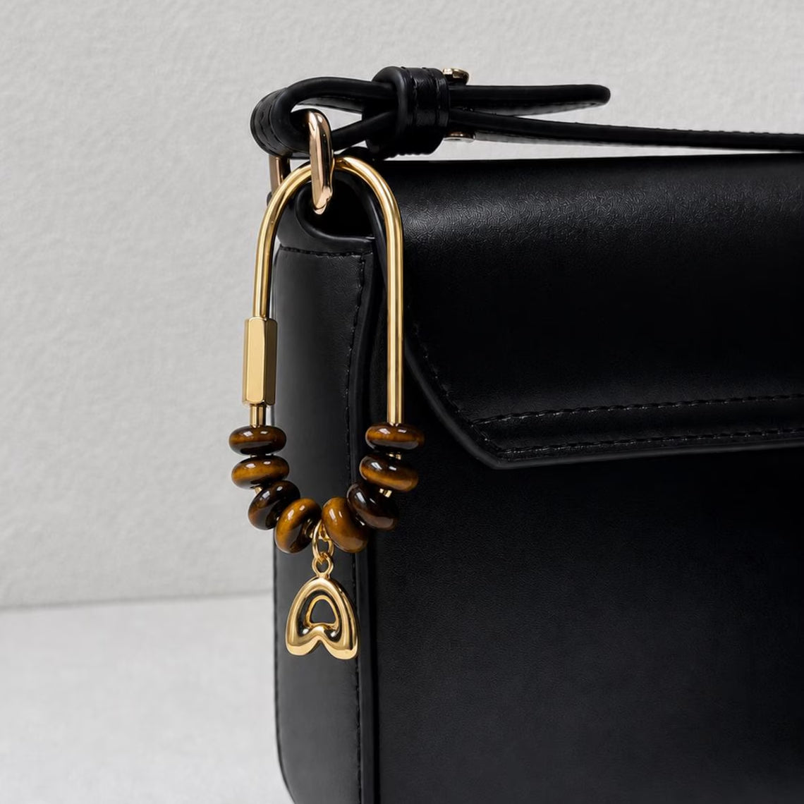Personalized Natural Stone Initial Bag Charm | Custom Keychain
