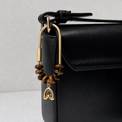 Personalized Natural Stone Initial Bag Charm | Custom Keychain