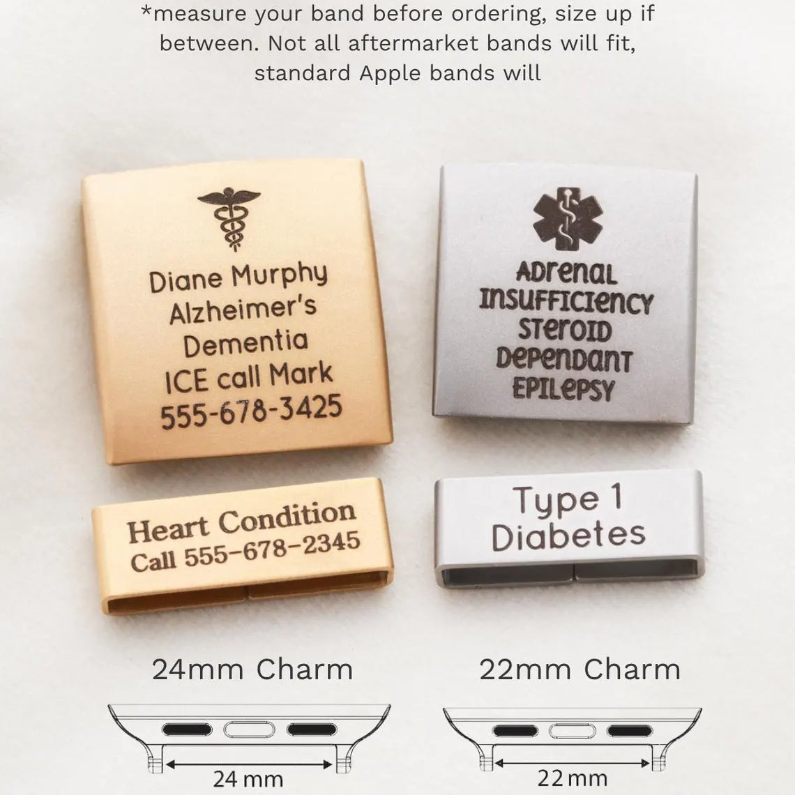 Personalized Emergency ID Watch Charm | Engraved Safety ID Tag