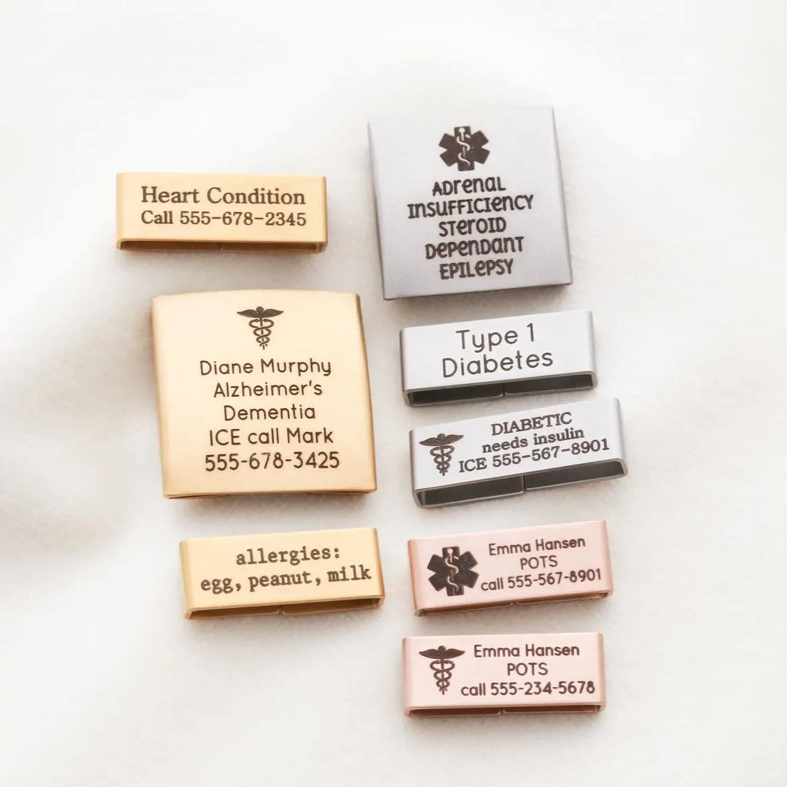 Personalized Emergency ID Watch Charm | Engraved Safety ID Tag