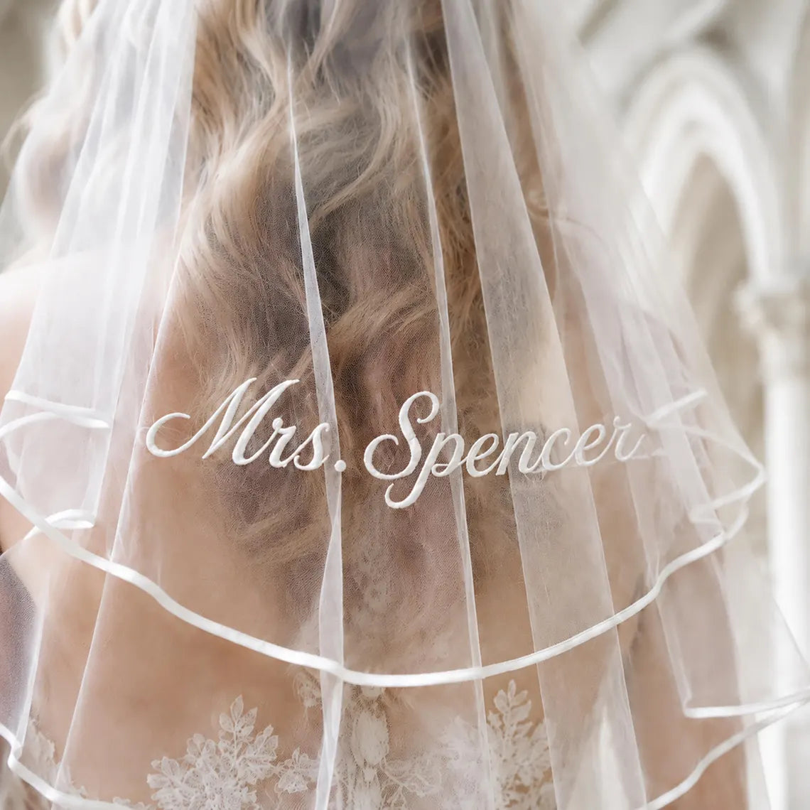 Personalized Future Mrs Veil | Custom Embroidered Bride Bachelorette Veil