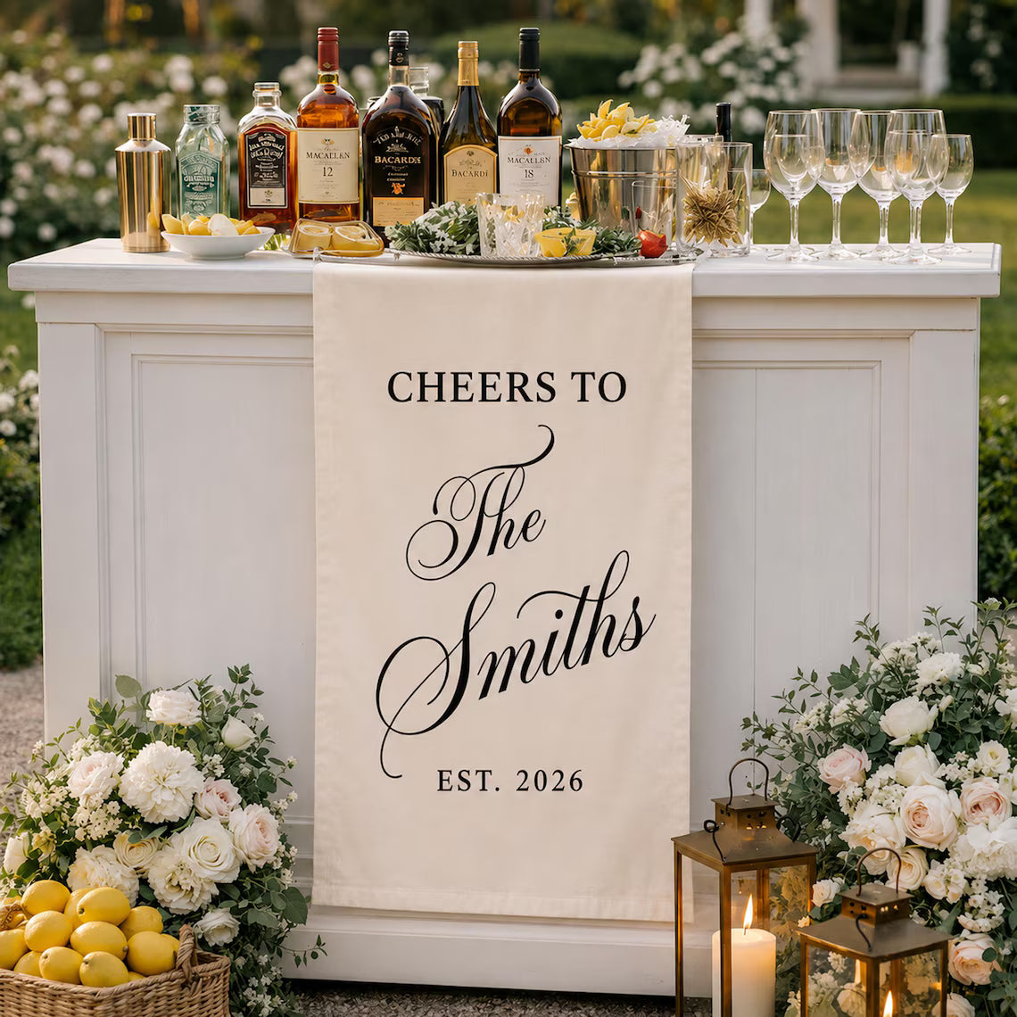 Personalized Wedding Bar Runner Sign | Custom Name Wedding Decor